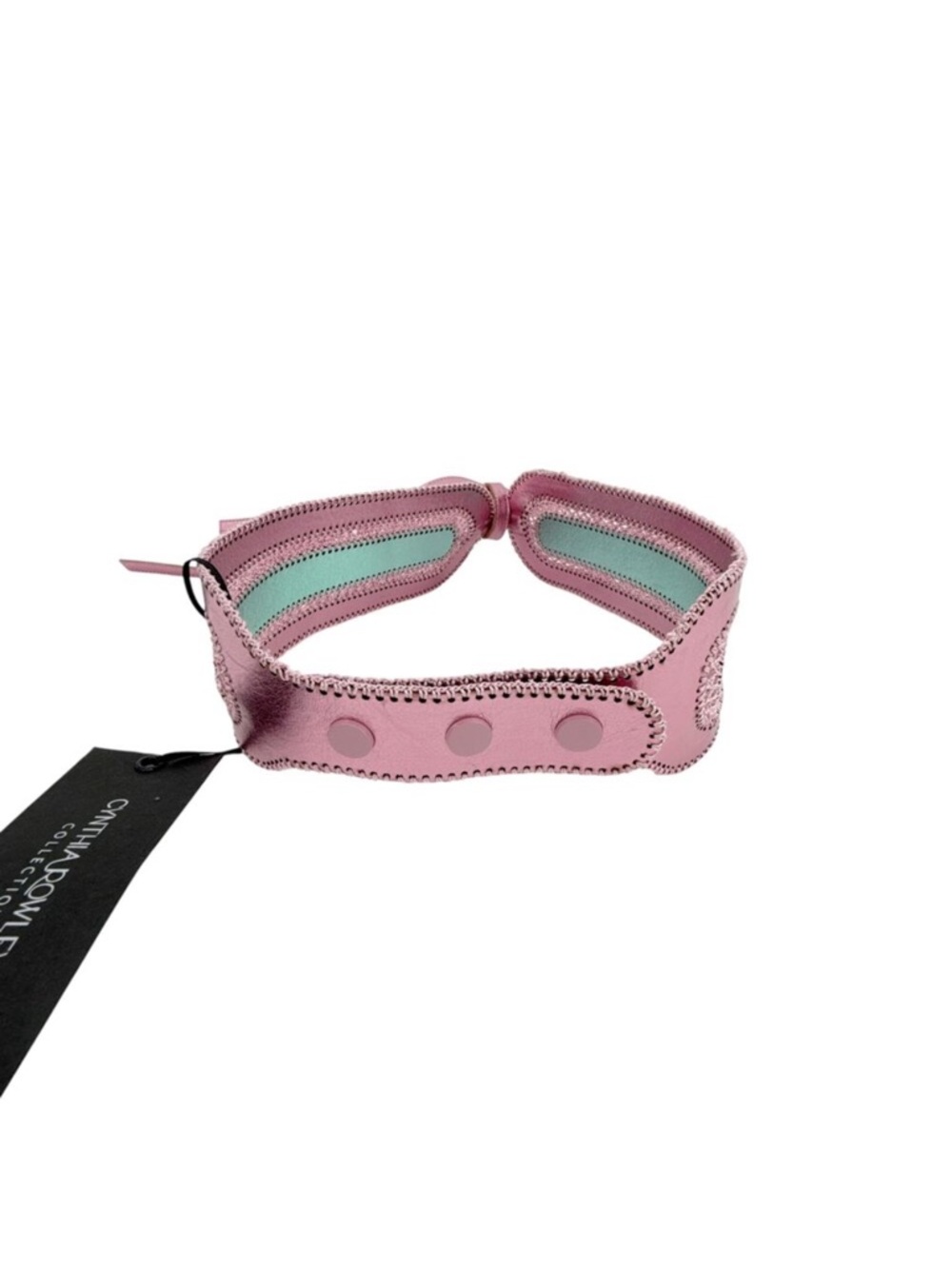 Cynthia Rowley Pink and Green Metallic Lace-Up Waist Belt - Picture 7 of 8